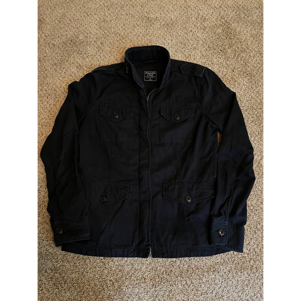 Abercrombie & Fitch Women Jacket Medium Black Military Utility Field Coat Twill